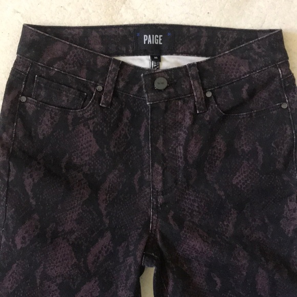 🎉HP🎉Paige | Hoxton Ankle Skinny High Rise Purple & Black SnakePrint Jean Sz 25 - Picture 6 of 12